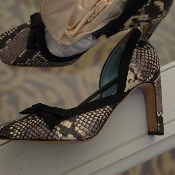 New Designer Francis Valentine high heel leather snake print shoes - Picture 2 of 7